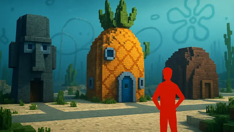 Улица Ракушек из Губки Боба, воссозданная в Minecraft