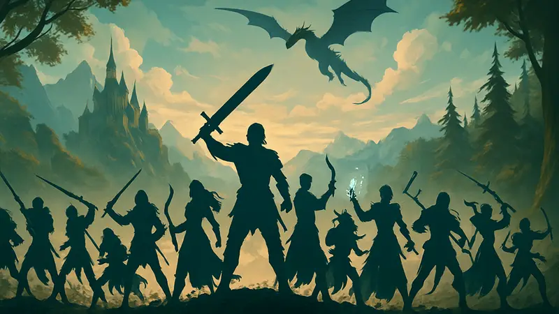 Dragonsword Awakening: изображение всех 19 персонажей игры в боевых позах.