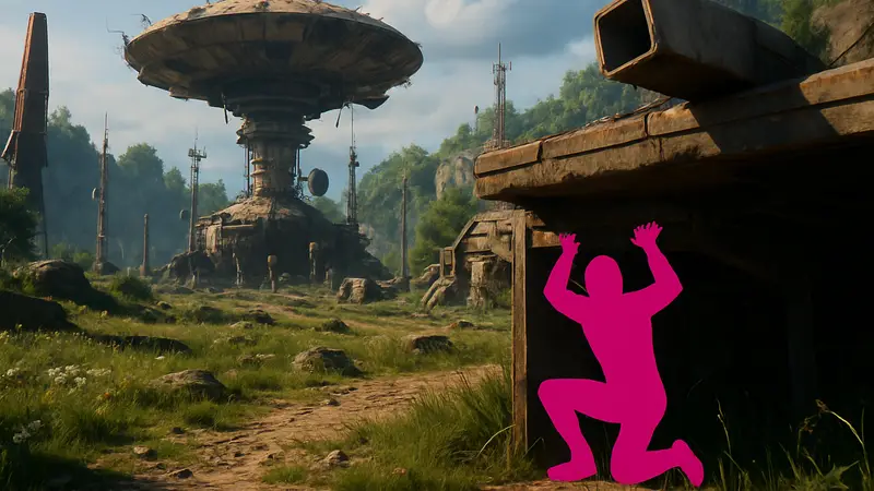 Скриншот из ARC Raiders, показывающий баг или застрявшего персонажа в квесте "Worth Your Salt"