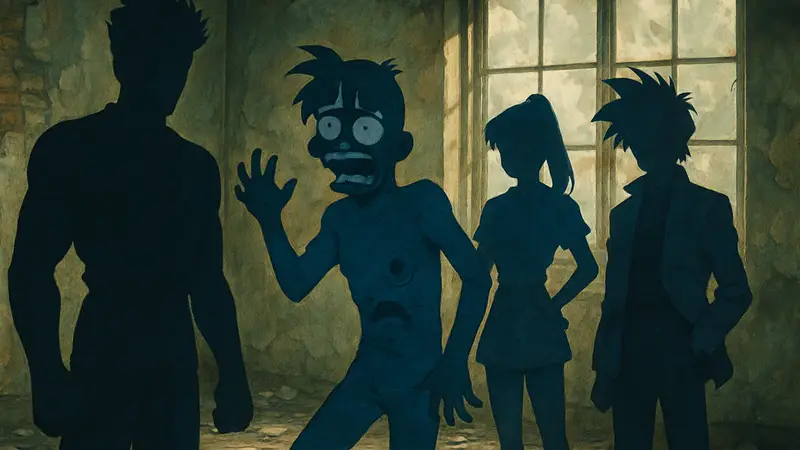 Персонажи устаревшего сёнэн-аниме 90-х годов с плохо прорисованной анимацией или странным дизайном