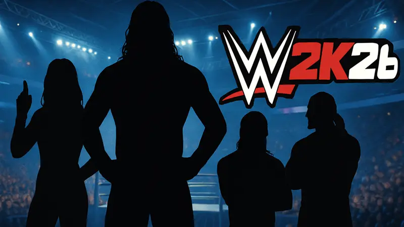 Постер новой игры WWE 2K26 с главными рестлерами и логотипом