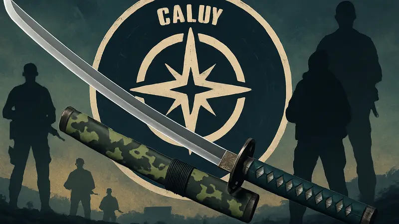 Катана и камуфляж из Call of Duty Black Ops 7 и Warzone на фоне логотипа CODE Navigator Challenge