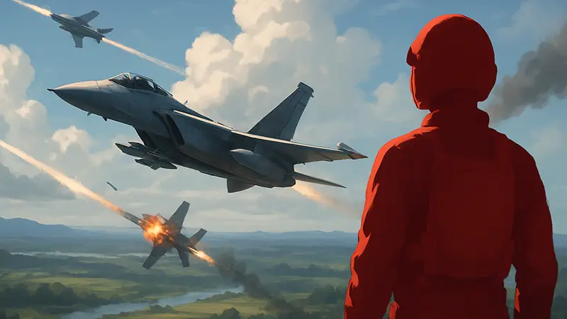 Игровой процесс Sentenced to Be a Hero с элементами, напоминающими Ace Combat 7, и воздушные бои.