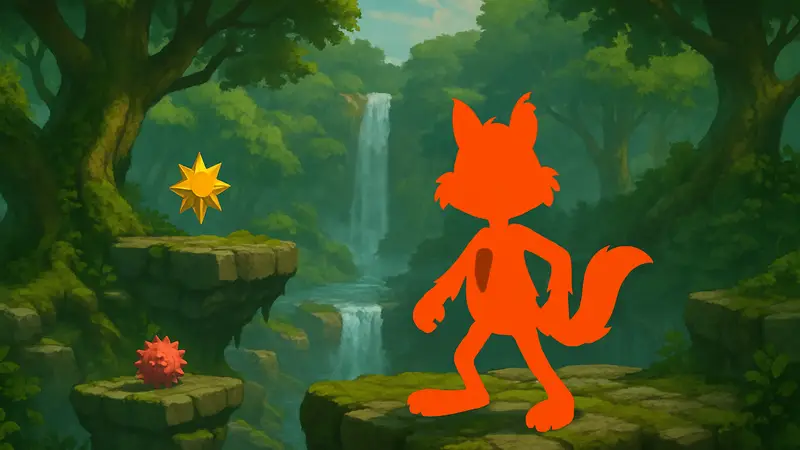 Игровой скриншот Bubsy 4D, показывающий главного персонажа.
