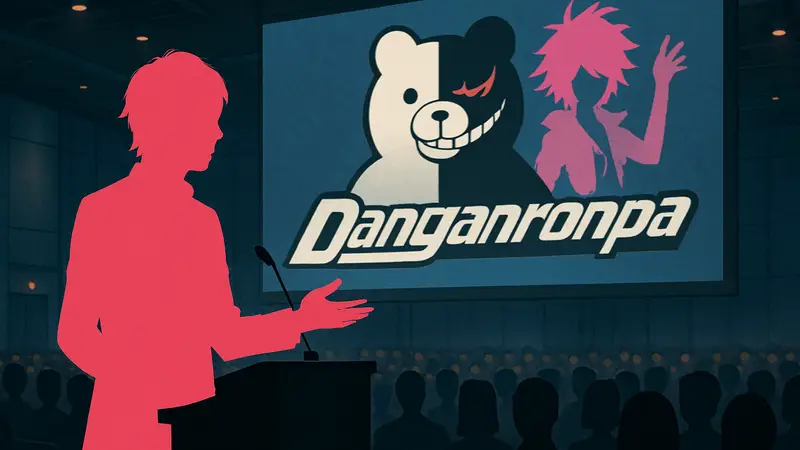 Казутака Кодака, создатель Danganronpa, на игровой конференции.