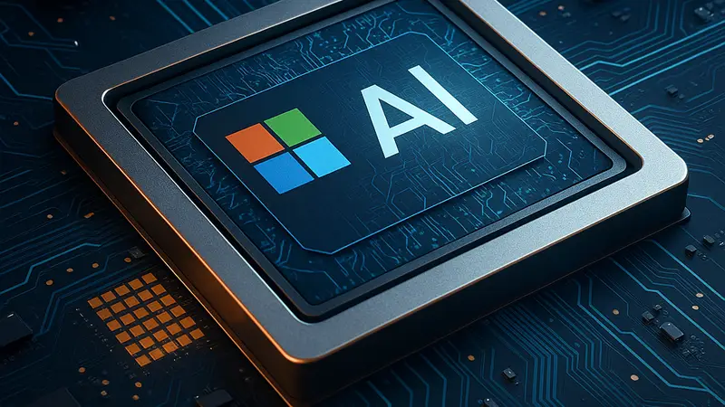 Изображение чипа Microsoft Maia 200, демонстрирующее его передовую архитектуру для ИИ.