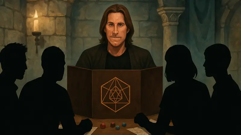 Мэтт Мерсер, Мастер Подземелий Critical Role, за столом с игроками. Веб-сериал по D&D.