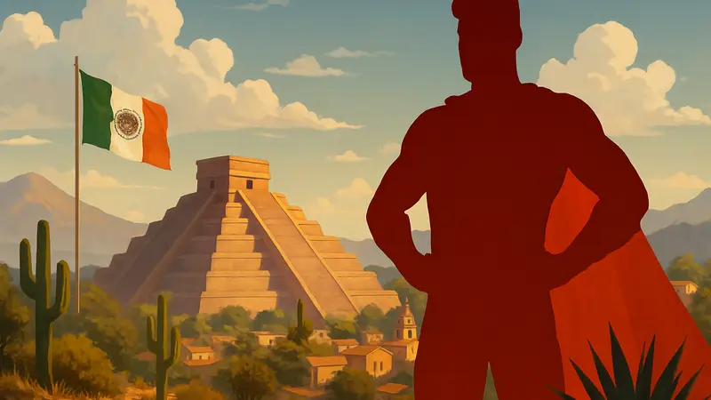 Логотип сериала «Пацаны» на фоне мексиканского пейзажа, символизирующий новый спин-офф в Мексике.