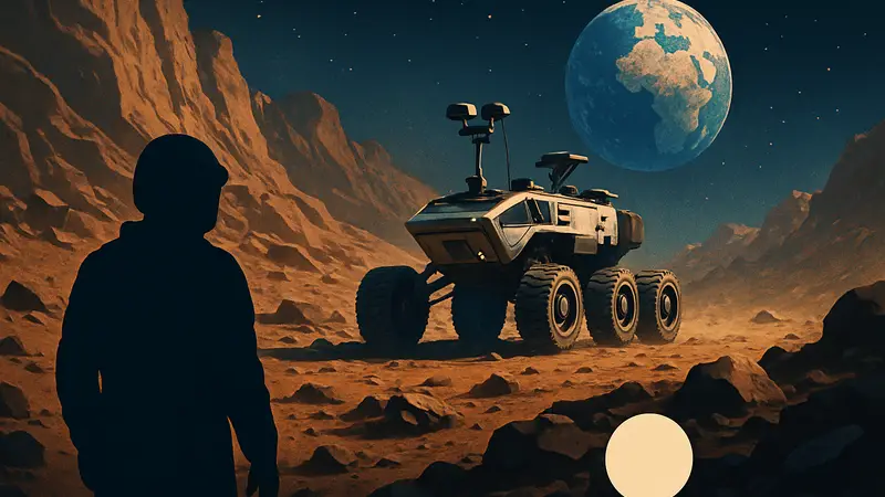 Обложка космического симулятора Roving Rovers на платформе Steam с логотипом акции