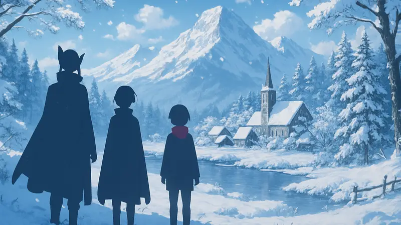 Зимние пейзажи в стиле аниме