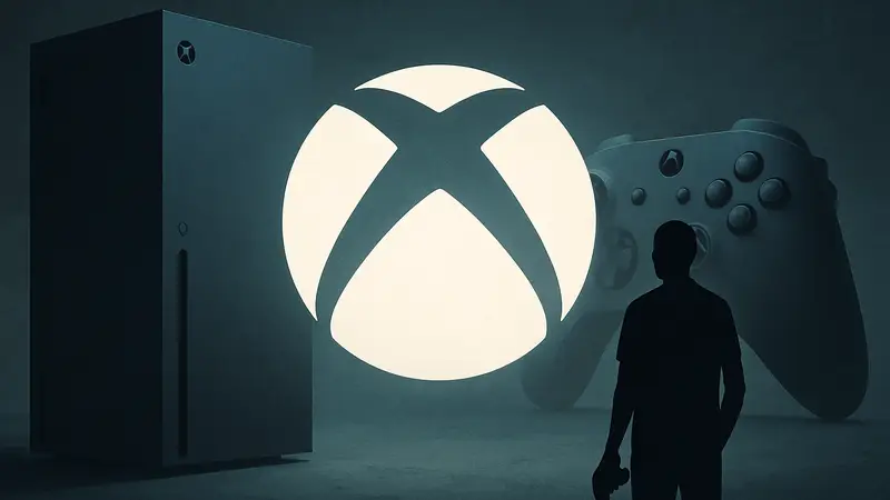 Логотип Xbox на фоне игровой консоли или контроллера, символизирующий маркетинговую кампанию "This is an Xbox".
