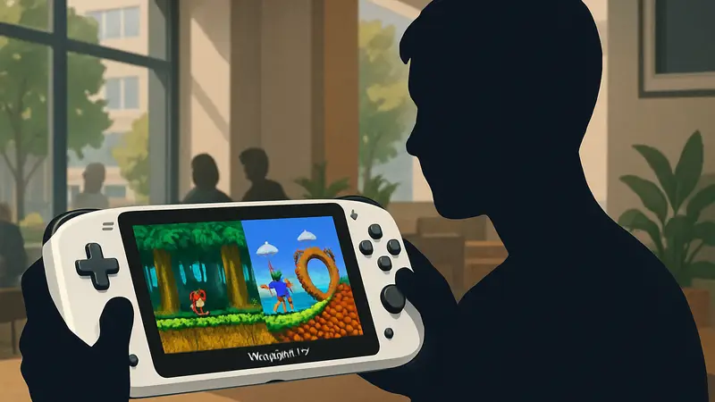 Портативная консоль Mangmi Air Y с запущенными ретро-играми с GBA и Dreamcast.