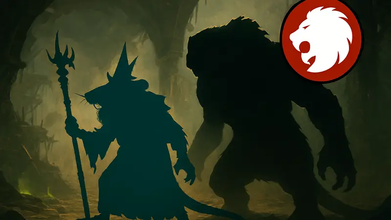 Изображение Танквола из Total War Warhammer 3 и его спутника Бонериппера, а также логотип ютубера Lionheartx10
