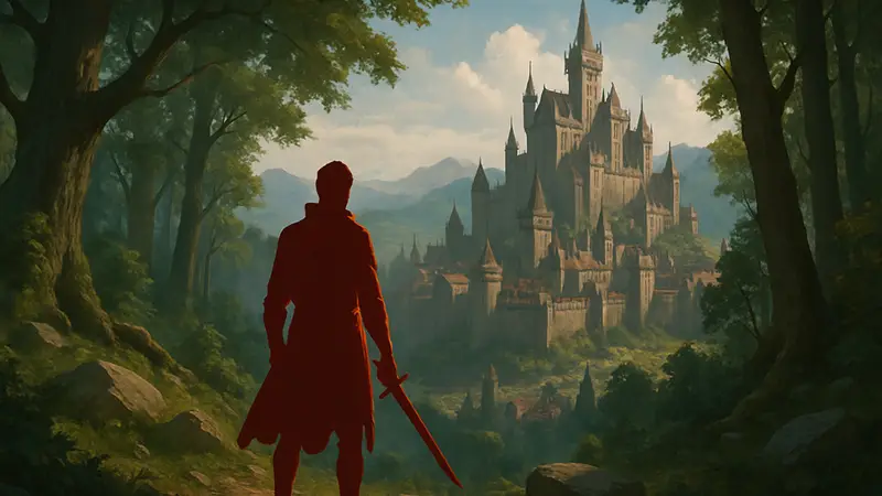 The Blood of Dawnwalker — обложка игры в стиле фэнтези с изображением главного героя.