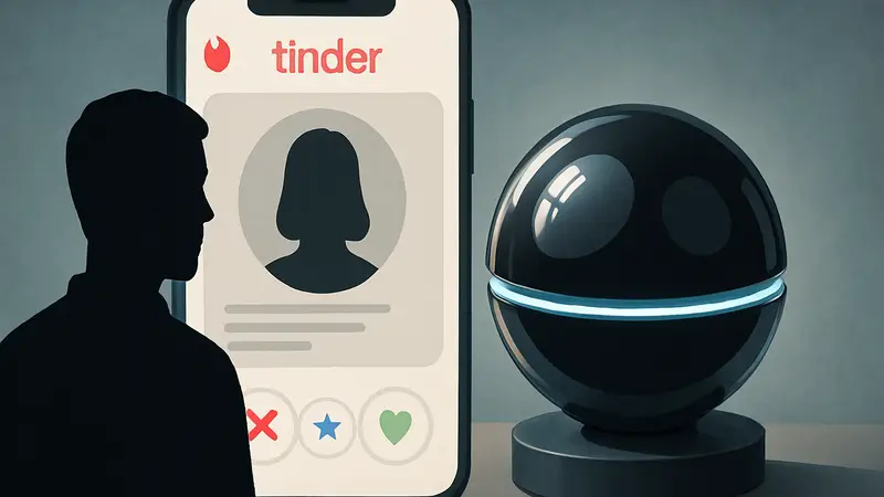 Сфера World ID для проверки личности на фоне интерфейса приложения Tinder