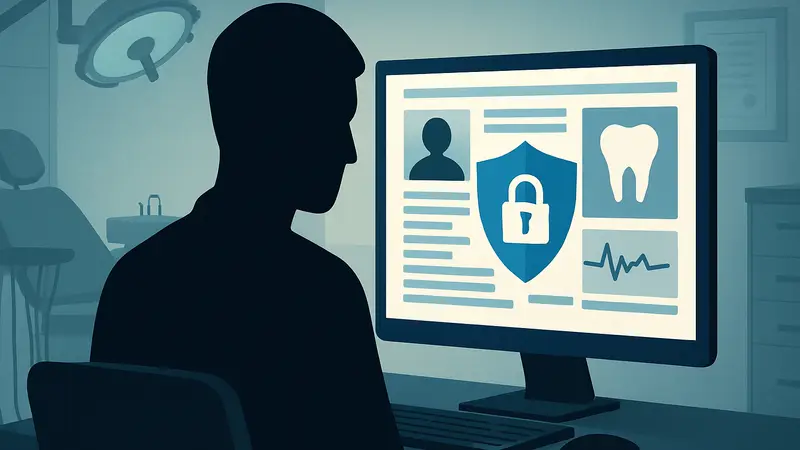 Изображение защищенного экрана компьютера с медицинскими данными