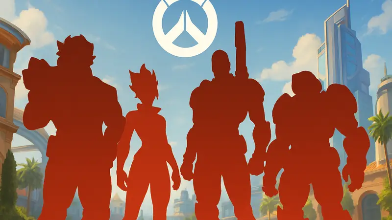 Концепт-арт или силуэты новых героев Overwatch 2026 года в стилистике игры
