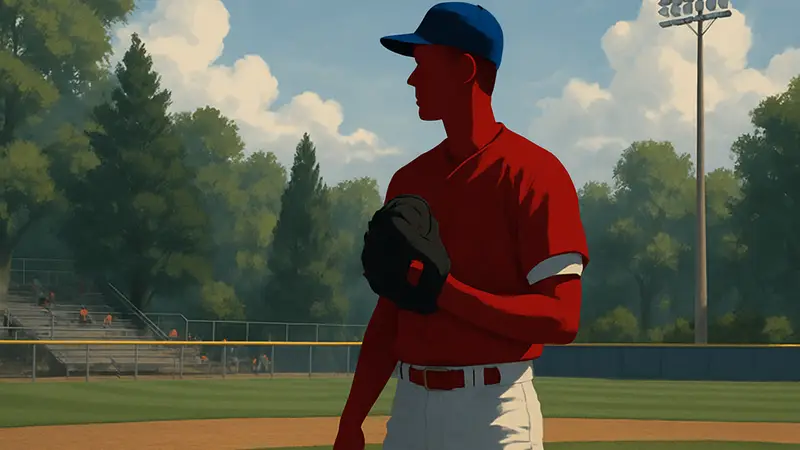 Кадр из фильма «Летний улов» с Фредди Принцем-младшим в бейсбольной форме на поле