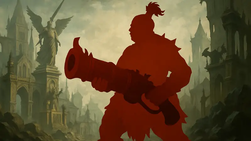 Миниатюра наемницы Грэлл Огненный Кулак с пушкой для Warhammer Age of Sigmar.