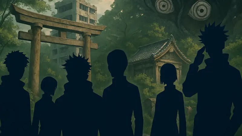 Изображение нескольких персонажей Jujutsu Kaisen, символизирующих талантливых колдунов.