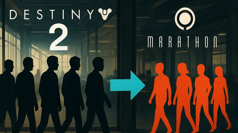 Логотипы игр Destiny 2 и Marathon, символизирующие перераспределение разработчиков Bungie.