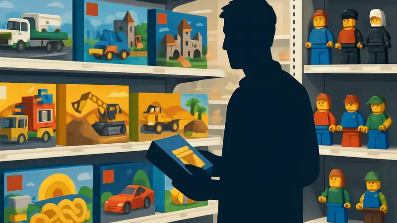 Разнообразные наборы конструктора LEGO и минифигурки в магазине