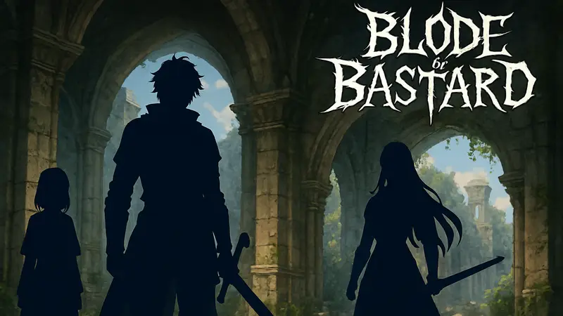 Кадр из аниме 'Blade & Bastard' с персонажами и логотипом, анонс основного состава и тизера