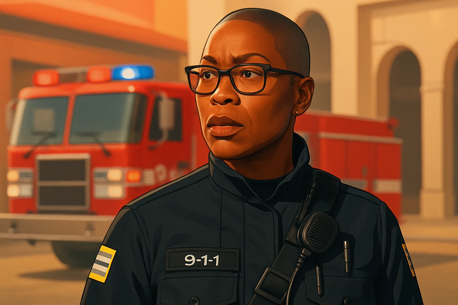 Изображение актрисы Аиши Хайндс в роли Хен из сериала «9-1-1»