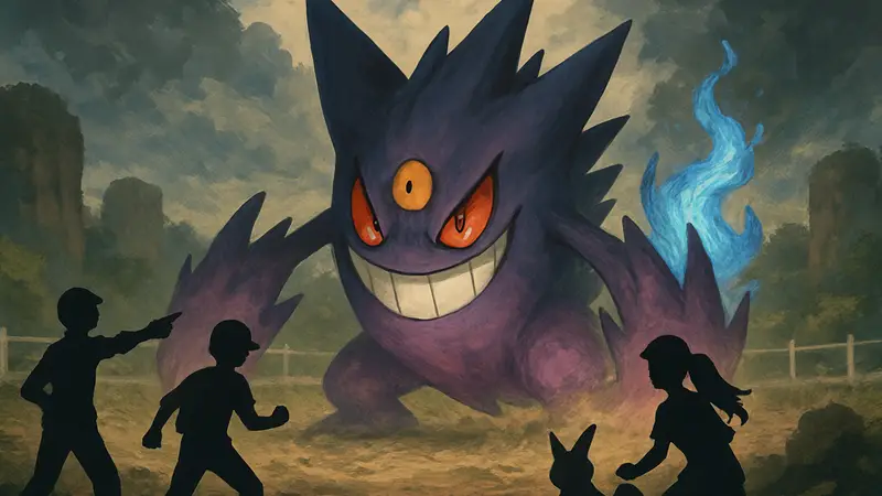 Покемон Мега Генгар в битве, иллюстрация стратегий противостояния в Pokemon Champions.