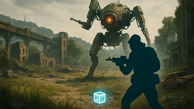 Скриншот из игры Arc Raiders с врагом-испарителем и добываемыми предметами