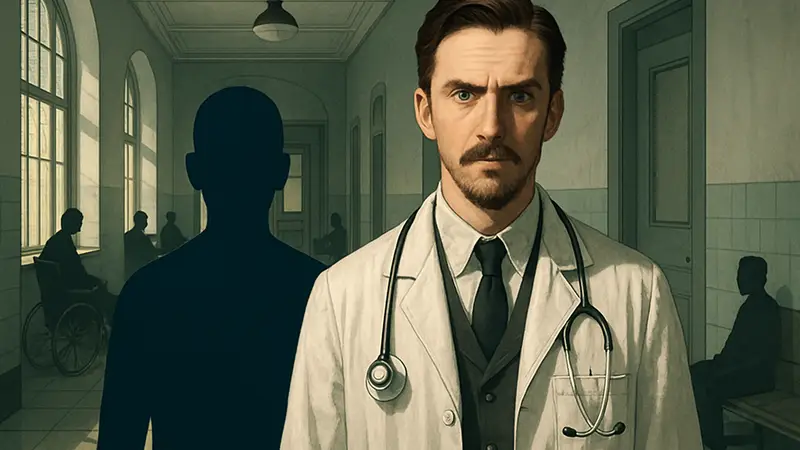 Актер Дэн Стивенс в образе из сериала "Террор", психиатрическая больница