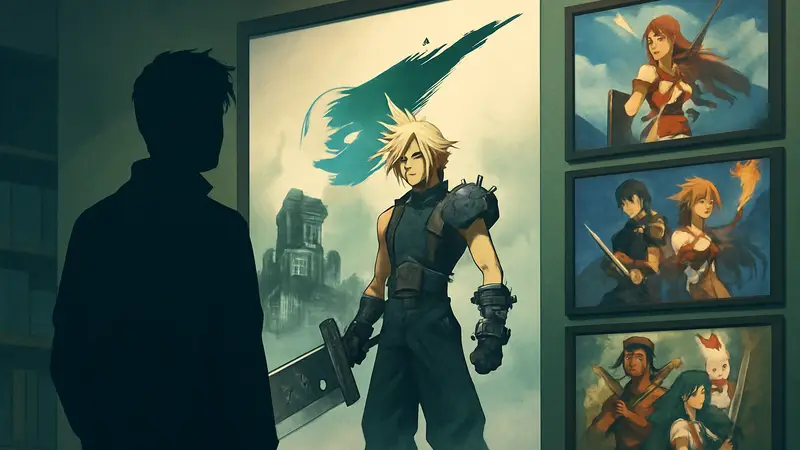 Постер Final Fantasy VII рядом с обложками других JRPG 1997 года