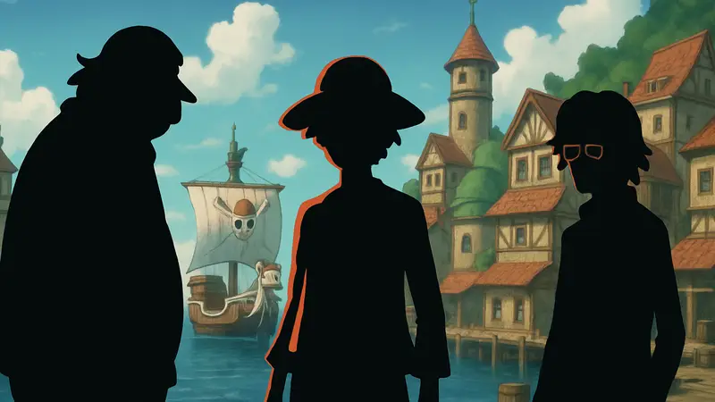 One Piece: Изображение персонажей "трио слабаков" из команды Соломенной Шляпы.