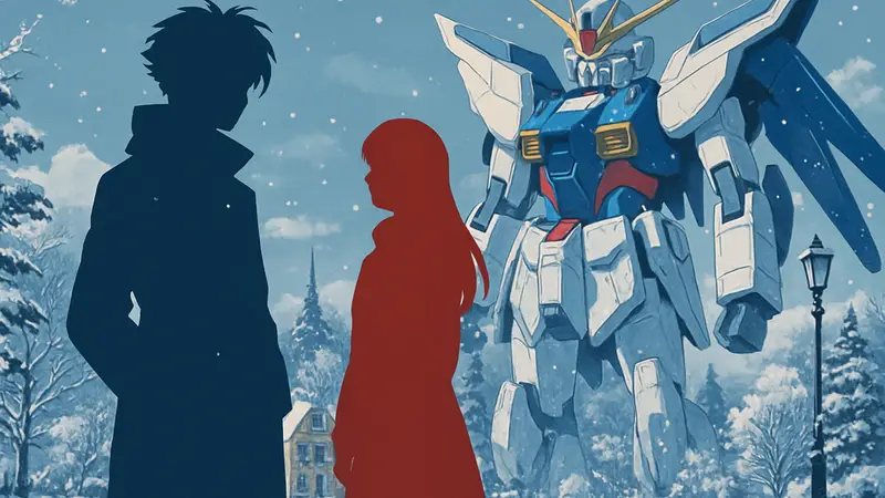 Зимний арт с Хиро Юи и Реленой Пискрафт из Mobile Suit Gundam Wing в честь 30-летия.
