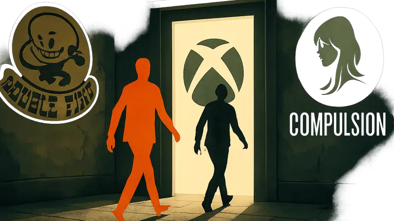 Логотипы Double Fine и Compulsion Games, выход из Xbox.