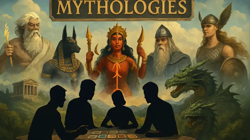 Настольная игра Mythologies с изображением богов разных культур и мифологических существ