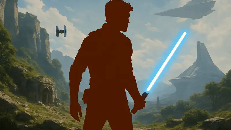 Кэл Кестис из Star Wars Jedi: Survivor, держит световой меч