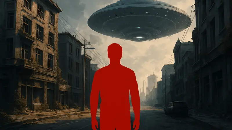 Постер научно-фантастического триллера Netflix, на фоне городская улица