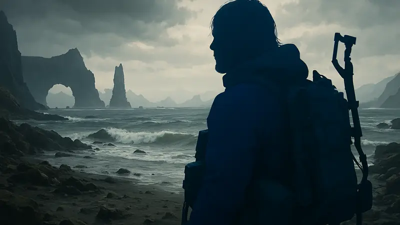 Катсцена из Death Stranding 2: On the Beach с Норманом Ридусом в роли Сэма Портера