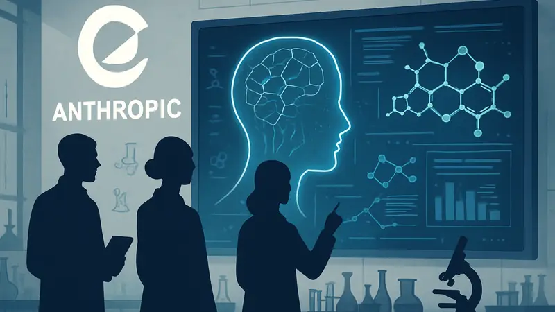 Изображение логотипа Anthropic и концепт ИИ-платформы Claude Science для научных исследований