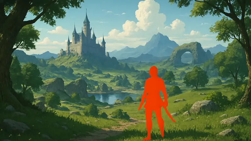 Скриншот из открытого игрового мира для викторины по узнаванию игр