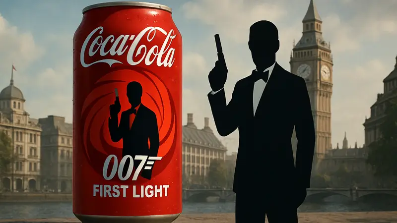 Банка Coca-Cola с символикой 007 First Light и силуэтом Джеймса Бонда.