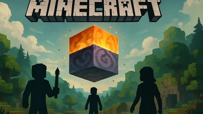 Логотип Minecraft с элементами обновления Chaos Cubed и датой выхода.