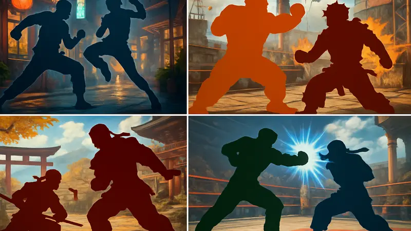 Кадры из различных файтингов с яркими боями