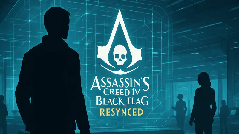 Логотип Assassin's Creed Black Flag Resynced в интерфейсе Animus Hub с отсылкой к оригиналу.