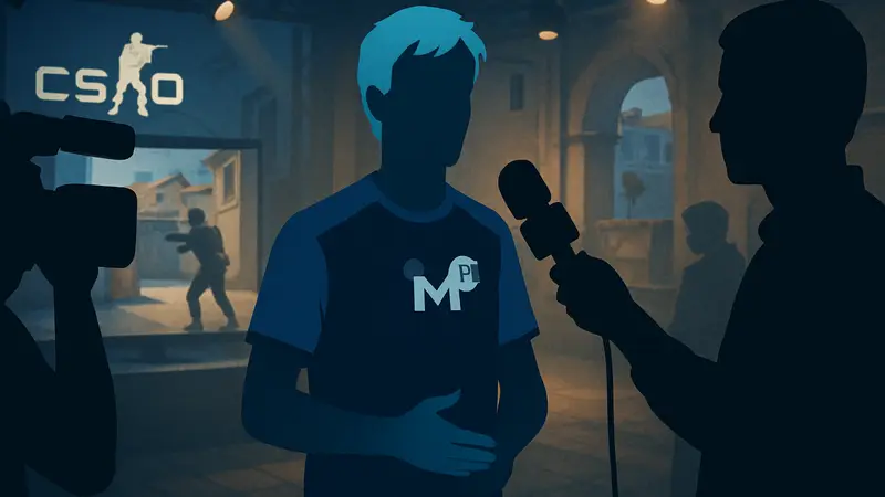 Киберспортсмен Grim из команды M80 дает интервью после матча по CS2
