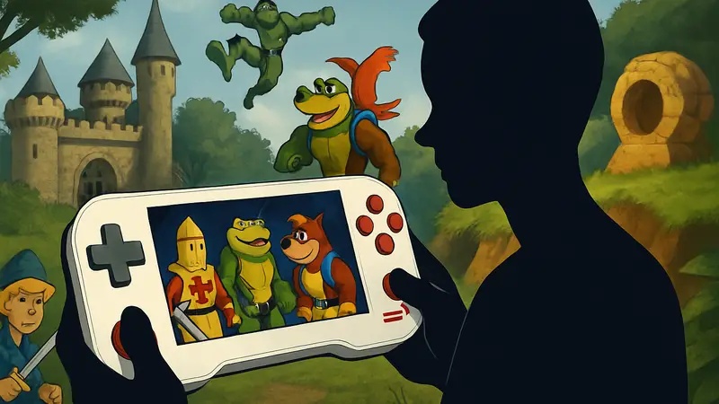 Портативная консоль Evercade с играми Rare на экране