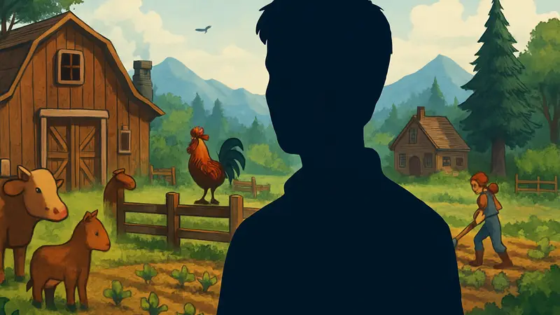 Эрик Барон создатель Stardew Valley на фоне игры Harvest Moon и фермерской тематики