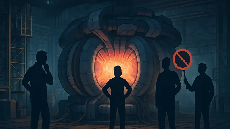 Изображение реактора термоядерной энергии, символизирующее проблемы с финансированием и инновациями