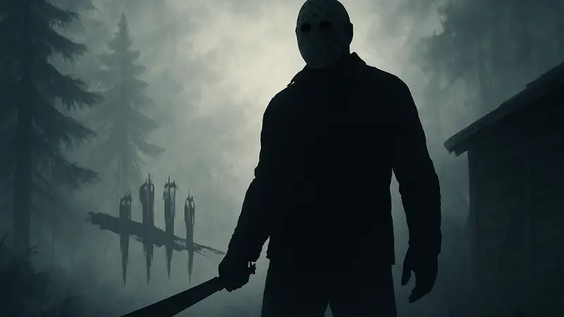 Джейсон Вурхиз с мачете в окружении тумана из игры Dead by Daylight.